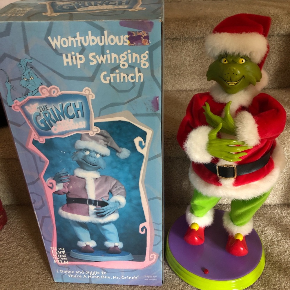 Vintage Wontubulous  Hip Swinging Grinch Holiday Figurine - Red, Green, White